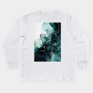 Minty Magic - Abstract Alcohol Ink Art Kids Long Sleeve T-Shirt